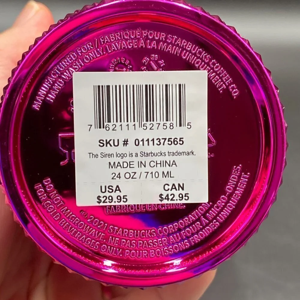 2021 Starbucks Sangria Pink Chrome Studded Venti 24oz Tumbler